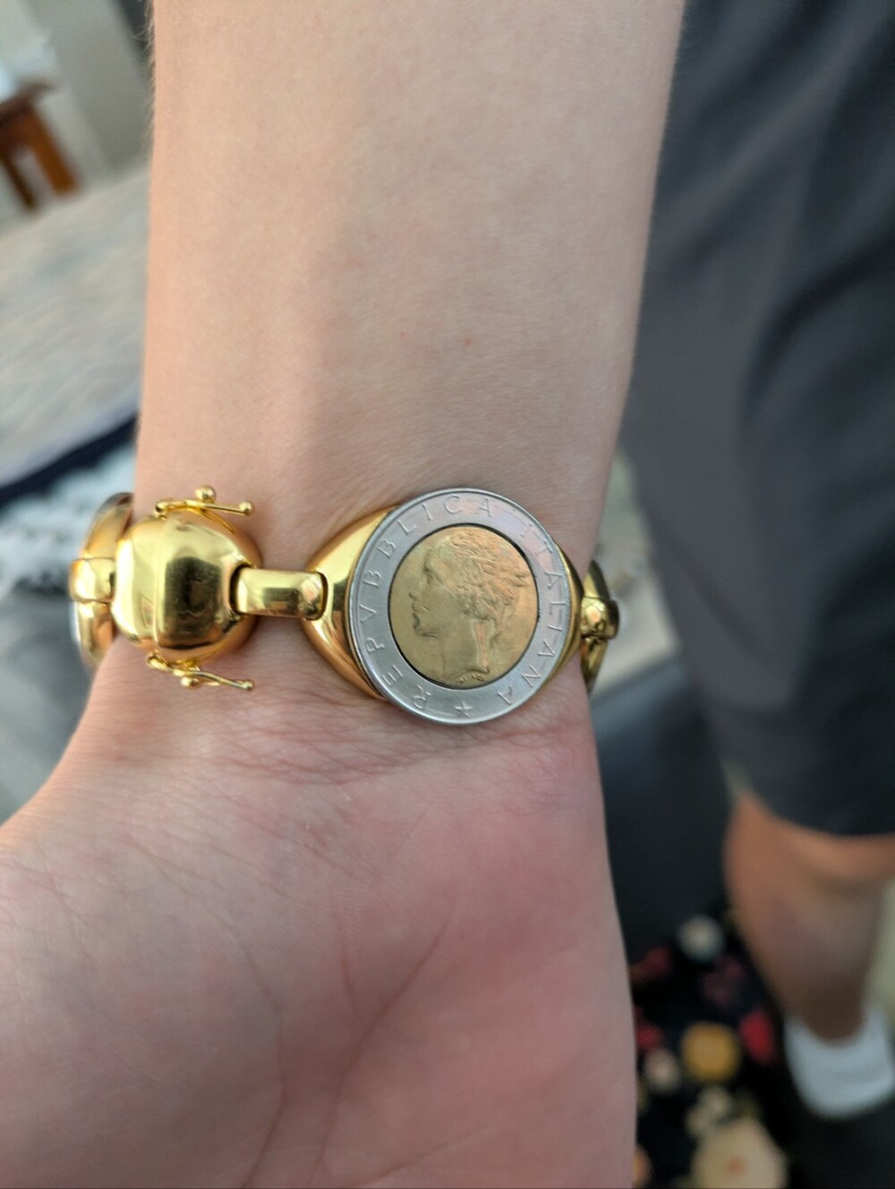 Milor Italy Two-Tone Coin Link Bracelet - Gold and Silver - Picture 6 of 10